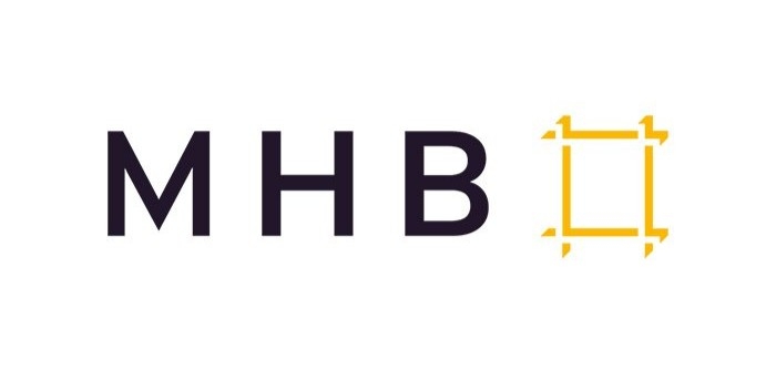 MHB logo featuring the letters MHB in dark gray next to a stylized yellow square icon.