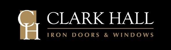 Stylized CH monogram logo for Clark Hall iron doors.