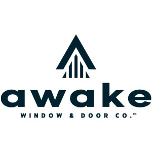 Logo for Awake Window & Door Co. featuring a stylized roof icon above the company name.